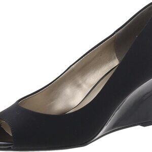 Women's Faux Leather Pump 9 Shoe Slip-On Peep Toe 2.95-inch Heel Office Classic